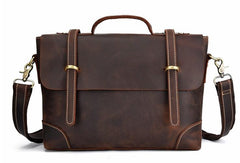 Leather Mens 13inch Laptop Bag Briefcase Work Handbag Business Bag for Men - imessengerbags