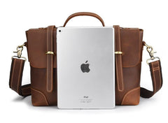 Leather Mens 13inch Laptop Bag Briefcase Work Handbag Business Bag for Men - imessengerbags