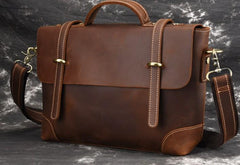 Leather Mens 13inch Laptop Bag Briefcase Work Handbag Business Bag for Men - imessengerbags