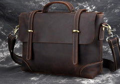 Leather Mens 13inch Laptop Bag Briefcase Work Handbag Business Bag for Men - imessengerbags