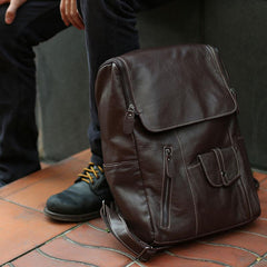 Leather Mens Backpacks Cool Travel Backpacks Laptop Backpack for men - imessengerbags
