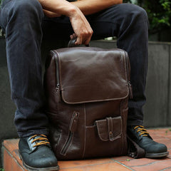 Leather Mens Backpacks Cool Travel Backpacks Laptop Backpack for men - imessengerbags