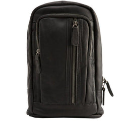 Leather Mens Black Sling Bag Sling Shoulder Bag Sling Backpack for men