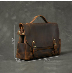 Leather Mens Brown Briefcase 12'' Laptop Briefcase Crossbody Side Bag Shoulder Bag For Men - imessengerbags
