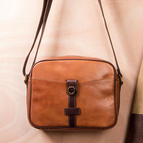 Leather Mens Brown Messenger Bag Shoulder Bag Crossbody Bag for Men - imessengerbags