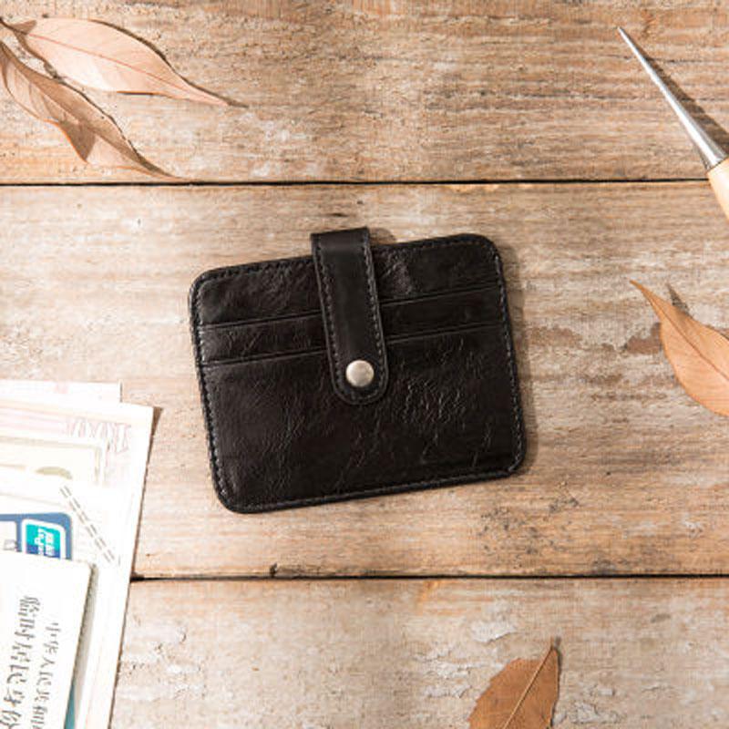 Leather Mens Card Holder Slim Front Pocket Wallet Card Wallets for Men - imessengerbags