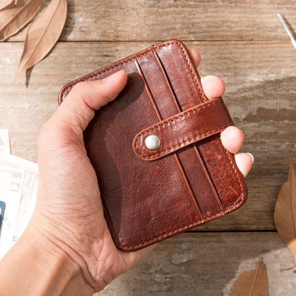 Leather Mens Card Holder Slim Front Pocket Wallet Card Wallets for Men - imessengerbags