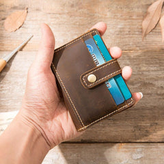 Leather Mens Card Holder Slim Front Pocket Wallets Card Wallet for Men - imessengerbags