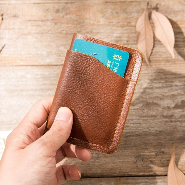 Leather Mens Card Holders Slim Front Pocket Wallet Card Wallet for Men - imessengerbags