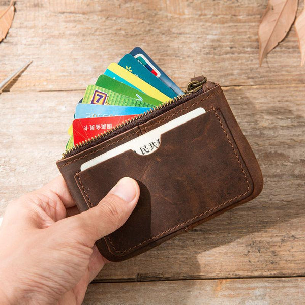 Leather Mens Card Holders Slim Front Pocket Wallet Coin Wallet for Men - imessengerbags