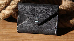 Leather Mens Card Wallet Black Small Card Wallet for Men - imessengerbags