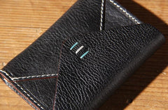 Leather Mens Card Wallet Black Small Card Wallet for Men - imessengerbags