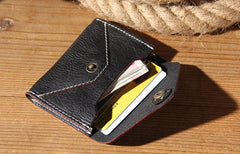 Leather Mens Card Wallet Black Small Card Wallet for Men - imessengerbags