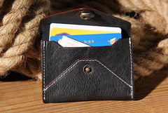 Leather Mens Card Wallet Black Small Card Wallet for Men - imessengerbags