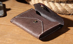 Leather Mens Card Wallet Black Small Card Wallet for Men - imessengerbags