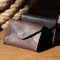Leather Mens Card Wallet Black Small Card Wallet for Men - imessengerbags