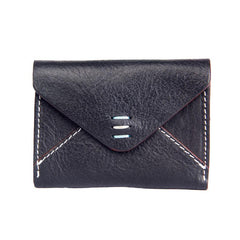 Leather Mens Card Wallet Black Small Card Wallet for Men - imessengerbags