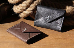Leather Mens Card Wallet Black Small Card Wallet for Men
