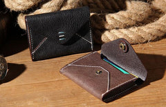Leather Mens Card Wallet Black Small Card Wallet for Men - imessengerbags