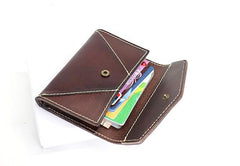 Leather Mens Card Wallet Front Pocket Wallet Envelope Cool Small Change Wallet for Men