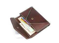 Leather Mens Card Wallet Front Pocket Wallet Envelope Cool Small Change Wallet for Men