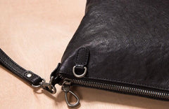 Leather Mens Clutch Wristlet Bag Brown Shoulder Bag Zipper Clutch for Men
