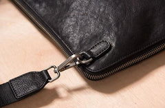 Leather Mens Clutch Wristlet Bag Brown Shoulder Bag Zipper Clutch for Men
