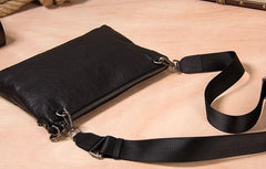 Leather Mens Clutch Wristlet Bag Brown Shoulder Bag Zipper Clutch for Men