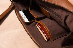 Leather Mens Clutch Wristlet Bag Brown Shoulder Bag Zipper Clutch for Men