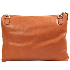 Leather Mens Clutch Wristlet Bag Brown Shoulder Bag Zipper Clutch for Men