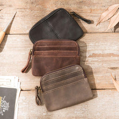 Leather Mens Coin Holders Slim Front Pocket Wallet Change Wallet for Men