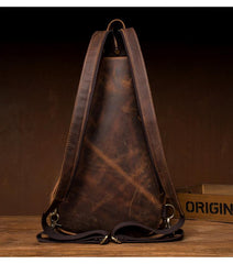 Leather Mens Cool 10 inches Sling Bag Crossbody Bag Chest Bag for men