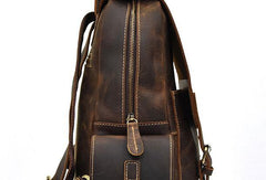 Leather Mens Cool Backpack Large Coffee Travel Bag Hiking Bag For Men