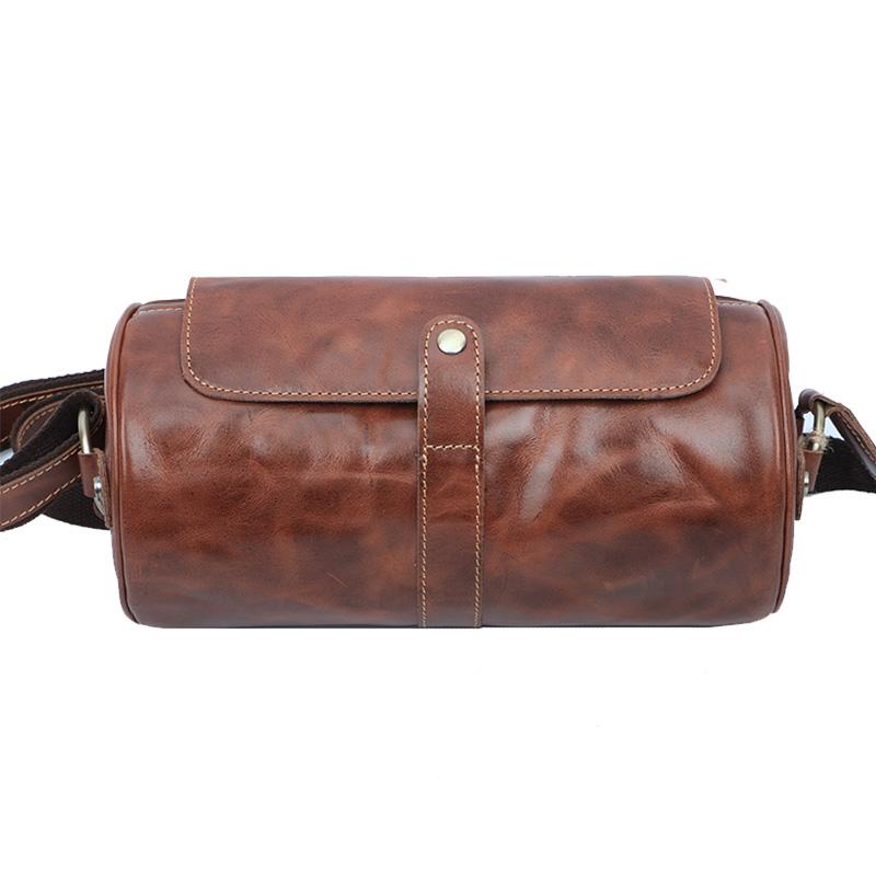 Leather Mens Cool Barrel Sling Bag Crossbody Bag for men