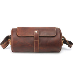 Leather Mens Cool Barrel Sling Bag Crossbody Bag for men