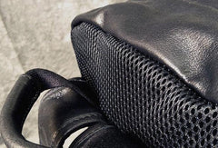 Mens Leather Cool Black Backpack for School Travel Bag Hiking Bag For Men - imessengerbags