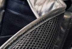 Mens Leather Cool Black Backpack for School Travel Bag Hiking Bag For Men - imessengerbags