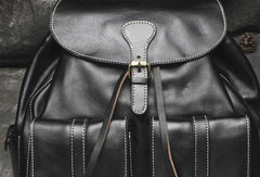 Cool Mens Leather Black Backpack for School Backpack Travel Backpack Hiking Backpack For Men