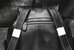 Cool Mens Leather Black Backpack for School Backpack Travel Backpack Hiking Backpack For Men