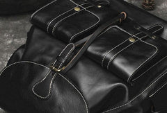 Cool Mens Leather Black Backpack for School Backpack Travel Backpack Hiking Backpack For Men