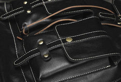 Cool Mens Leather Black Backpack for School Backpack Travel Backpack Hiking Backpack For Men