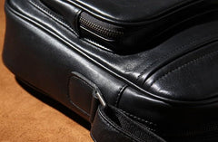 Leather Mens Cool Black Messenger Bag Shoulder Bag Crossbody Bag for Men - imessengerbags