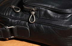 Leather Mens Cool Black Messenger Bag Shoulder Bag Crossbody Bag for Men - imessengerbags