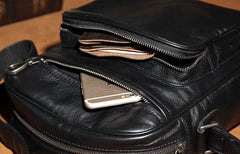 Leather Mens Cool Black Messenger Bag Shoulder Bag Crossbody Bag for Men - imessengerbags