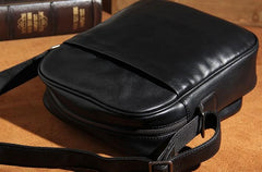 Leather Mens Cool Black Messenger Bag Shoulder Bag Crossbody Bag for Men - imessengerbags