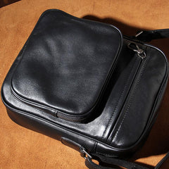Leather Mens Cool Black Messenger Bag Shoulder Bag Crossbody Bag for Men - imessengerbags