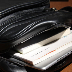 Leather Mens Cool Black Messenger Bag Shoulder Bag Crossbody Bag for Men - imessengerbags