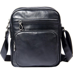 Leather Mens Cool Black Messenger Bag Shoulder Bag Crossbody Bag for Men - imessengerbags
