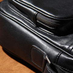 Leather Mens Cool Black Messenger Bag Shoulder Bag Crossbody Bag for Men - imessengerbags