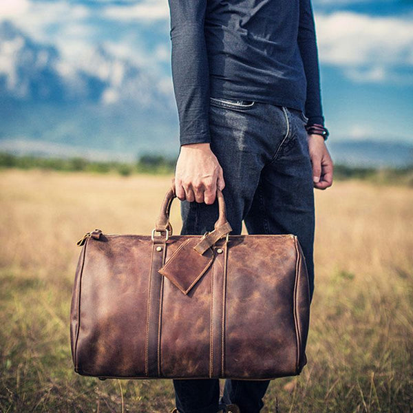 Leather Mens Cool Large Weekender Bag Travel Bag for Men - imessengerbags